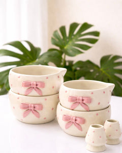 Pink bowl & whisk holder set